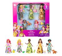 Mattel Disney Princess & Friends Set with 5 Posable Small Dolls in Removable Skirts or Pants & 5 Friend Figures, Inspired by the Disney Movies, JBL33