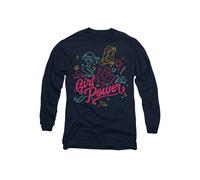 Disney Princess Girl Power Jasmine, Rapunzel, Ariel Line Art T-Shirt, Navy Navy