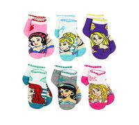 Disney Princess Girls 6 pack Quarter Style Socks Set (X-Small (2T-4T), Princess Stripes Quarter)