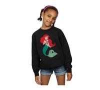 Disney Princess Girl's Classic Ariel Sweatshirt in Black | Size: 9 Years Disney Princess Black 9 Years