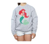 Disney Princess Girl's Classic Ariel Sweatshirt in Grey | Size: 5-6 Years Disney Princess Grey 5-6 Years