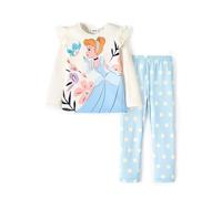 Disney Princess Girls Outfits Ruffle Mesh Hem Long Sleeve Top Floral Bowknot Pants 2 Pack