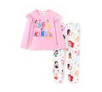 Disney Princess Girls Outfits Ruffle Mesh Hem Long Sleeve Top Floral Bowknot Pants 2 Pack