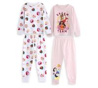Disney Princess Girls Pink Multi-Pack of 2 Long Sleeve Long Leg Pyjama Set | Dream Team Graphic & Cartoon Design | Kids Nightwear for Bedtime & Sleepovers Merch - 4-5 Years