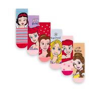 Disney Princess Girls Socks - Pack of 6 | Kids Multicoloured Character Socks | Snow White Ariel Belle Rapunzel Graphic Footwear | Comfortable Childrens Sock Set Bundle Movie Merchandise Gift
