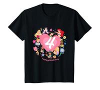 Disney Princess Heart 4 Years Old Happy Fourth Birthday T-Shirt