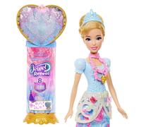Mattel Disney Princess Cinderella Fashion Doll & Accessories with 8 Surprises, Including Heart Gem Box, Ring for Child & 9 Pieces, Inspired by Movie, JHL50