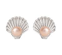 Disney Princess Jewelry, Little Mermaid Seashell Pearl Stud Earrings, Sterling Silver, Pearl