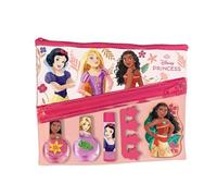 Disney Princess Kids Makeup Bag, Includes Water Soluble Pink and Purple Nail Polish, Hydrating Lip Balm, Finger Separator and Nail File - Safe, Fun, Travel Friendly and Best Gift for Girls Aged 3+