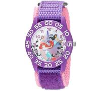 Disney Princess Kids' Plastic Time Teacher Analog Quartz Nylon Strap Watch, Purple Pink, Multi Princess