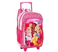 Disney Princess Kids Premium Folding Trolley Hand Luggage Bag Backpack for School Travel Holidays - Deluxe 41cm Foldable Carry-On Suitcase
