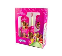 Disney Princess Kids Toothbrush Gift Set, Battery-Powered Toothbrush with Pulsar Vibration Technology, Children’s Mint Toothpaste 75ml, Beaker & Hair Clips Organiser, Christmas Gift for Kids