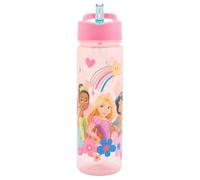 Disney Princess Kids Water Bottles with Straw - 600ml BPA-Free Princess Drinks Bottle with Carry Handle - School Water Bottle with Removable Straw