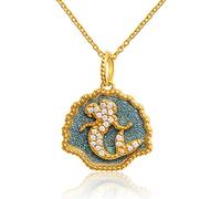 Disney Princess Little Mermaid Yellow Gold Plated Seashell Necklace, Official License