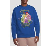 Disney Princess Men's Christmas Season Of Giving Ariel, Tiana Sweatshirt Royal | Size: Small Disney Princess Royal S