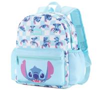 Disney Princess Minnie Marvel Spiderman Toddler Backpack for Girls | Cute Kindergarten Elementary Kids School Bookbag, Stitch's Blue Grid Adventure, S, Character