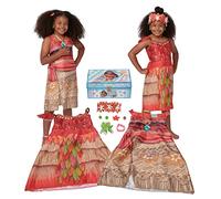 Disney Princess Moana Dress Up Trunk, 11 Piece Amazon Exclusive Trunk Includes 2 Island Adventure Outfits and Accessories, Ideal For Ages 3+