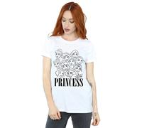 Disney Women's Princess Multi Faces Cotton Boyfriend T-Shirt in White | Size: 4XL Disney White 4XL