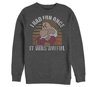 Disney Men's Princess No Fun Pullover Crew Fleece Sweatshirt, Charcoal Heather, XL