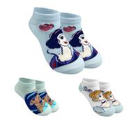 Disney Princess Official Girls Socks - Pack of 3, Snow White, Jasmine and Cinderella, S