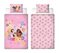 Disney Princess Officially Licensed Single Duvet Cover Set | Flower Power Design Reversible 2 Sided Bedding Including Matching Pillow Case | Perfect For Kids Bedroom | Polycotton