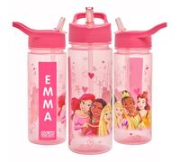 Disney Princess Personalised Sticker Water Bottle with Straw 500ml-Official