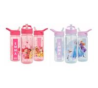 Disney Princess Personalised Sticker Water Bottle with Straw 500ml Pink Frozen Magic Personalised Sticker Water Bottle with Straw 500ml Purple