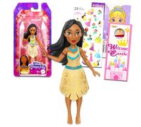 Disney Princess Pocahontas Doll Set - 3 Pc Pocahontas Toy Bundle with Pocahontas Doll for Girls, Stickers, and More (Pocahontas 5 Inch Petite Figure for Kids, Toddlers)