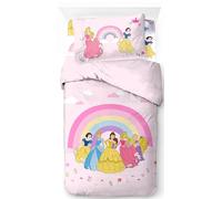 Disney Princess Rainbow 100% Cotton 3 piece Single Bedding Set - Includes Duvet Cover, Fitted Sheet & Pillowcase
