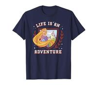 Disney Princess Rapunzel Tangled Life is an Adventure Crest T-Shirt, Men, Navy Blue, Medium