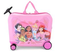 Disney Princess Ride-On Kids Suitcase - 18" Tow-Along Toddler Luggage - Tiana Moana Ariel Cinderella Snow White Carry-On Cute Bag with Wheels 18"x10"x14.5", Princess 18", Ride-On Luggage, 18" Ride-on