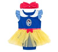 Disney Princess Snow White Newborn Baby Girls Cosplay Bodysuit with Skirt Overlay & Headband Blue/Red/Yellow 3-6 Months