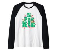 Disney Princess Sparkle Bright This Christmas Winter Holiday Raglan Baseball Tee