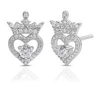 Disney Princess Sterling Silver Cubic Zirconia Birthstone Tiara Stud Earrings, Officially Licensed