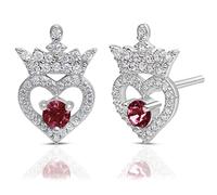 Disney Princess Sterling Silver Cubic Zirconia Birthstone Tiara Stud Earrings, Officially Licensed