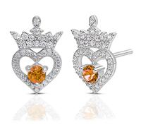 Disney Princess Sterling Silver Cubic Zirconia Birthstone Tiara Stud Earrings, Officially Licensed