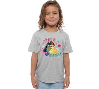 Disney Princess Stronger Together with Jasmine, Tiana, Belle Girls T Shirt, Athletic Heather, 9-10 Years