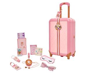Disney Princess Style Collection Play Suitcase, Officially Licensed by Jakks Pacific, 17 Pretend Play Travel-Inspired Accessories, Includes Sleep Mask & Play Earbuds, Real Rolling Wheels, for 3+