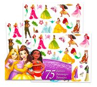 Disney Princess Temporary Tattoos Party Favors Pack - Bundle 75 Temporary Tattoos Featuring Ariel, Cinderella, Rapunzel, More | Disney Princess Party