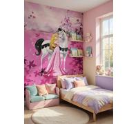 Disney Princess Theme wallpaper medium size girls bedroom Sleeping Beauty red
