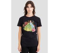 Disney Women's Princess Tiana & Cinderella In The Garden T-Shirt, Black | Size: Large Disney Black L