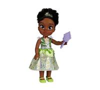Disney Princess Tiana Fashion Doll, 14” / 35cm Tall Doll with Royal Reflection Eyes Includes Shimmery Platinum Holofoil Printed Removable Dress, Shoes, Tiara and Brush, Perfect for Girls Ages 3+