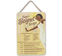 Disney Princess Tiana's Beignet Recipe Hanging Wood Wall Decor | Fun Tiana Sign for Kitchen or Dining Room