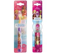 Disney Princess Toothbrush Set Includes Flashing & Manual Toothbrushes for Kids with Protection Cap, Soft Rounded Bristles, Comfortable Handle Grip and Suction Cup for Children Ages 3+
