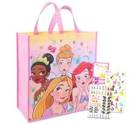 Disney Princess Tote Bag Set - Bundle with Reusable Tote Bag Featuring Ariel, Cinderella, More Plus Stickers | Disney Princess Reusable Bag for Groceries