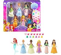 Disney Princess Toys, 6 Posable Small Dolls with Sparkling Clothing and 13 Tea Party Accessories Inspired by Disney Movies, HLW91