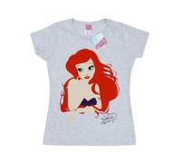 (XXL, Heather Grey) Disney Princess Womens/Ladies The Little Mermaid Ariel Silhouette Cotton T-Shirt