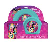 Disney Princesses Kids Tableware Set - 3 Piece Reusable PP Plate, Bowl & Cup Set for Children - Dinnerware Set for Mealtimes - for 24 Months & Up