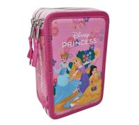 Disney Princesses Multi-Compartment Pencil Case 3 Zip Primary and Secondary School Complete 44 Pieces Pens Pencils Colours Markers Giotto