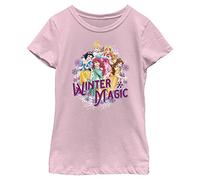 Disney Princesses Winter Magic Group Shot Girls T-Shirt, Light Pink, Large
